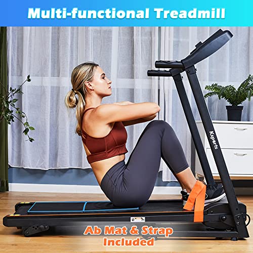 Foldable 16.5 Inch Cardio Fitness Portable Treadmill with Bluetooth Connectivity, LCD Display, and Tracking Apps for Home Gym Equipment, Black - color: Black Medium Large