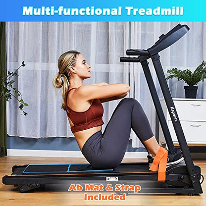 Foldable 16.5 Inch Cardio Fitness Portable Treadmill with Bluetooth Connectivity, LCD Display, and Tracking Apps for Home Gym Equipment, Black - color: Black Medium Large