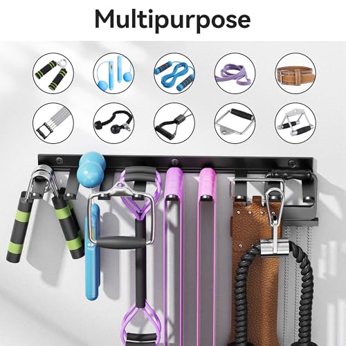 Wall Mounted Home Gym Equipment Storage Rack, Cable Attachments, Lifting Belts, Jump Ropes and Chains - size: Medium