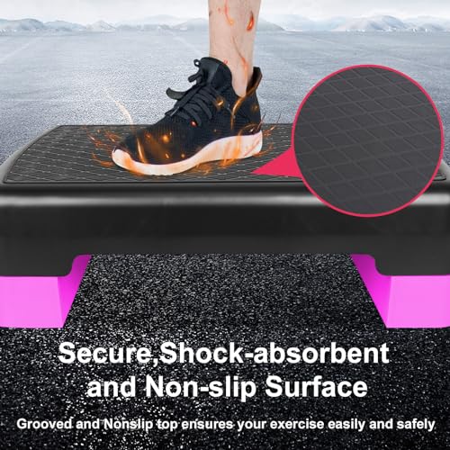 Exercise Workout Aerobic Step Platform Trainer, 18" Aerobic Stepper with 4"-6" Adjustable Height Risers