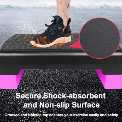 Exercise Workout Aerobic Step Platform Trainer, 18" Aerobic Stepper with 4"-6" Adjustable Height Risers