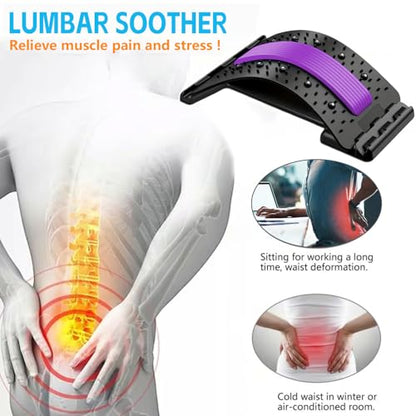 Back Stretcher - 4-Level Adjustable Lumbar Support Board & Back Cracker for Lower Back Pain Relief, Home Office Use (Purple) - color: Purple