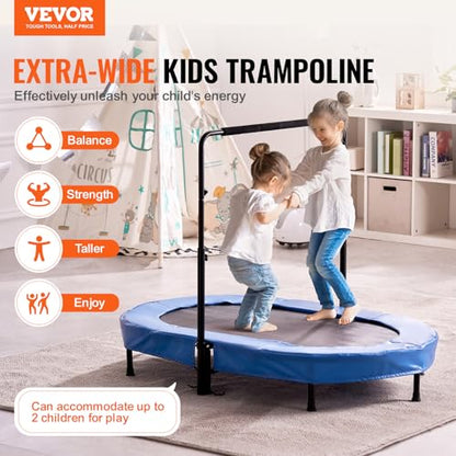 VEVOR 5FT Trampoline 50"/55"/56 * 35" for Indoor/Outdoor use for Toddlers, Foldable Mini Baby with Foam Handle, Recreational Birthday Gift