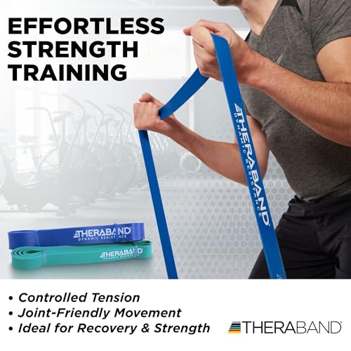 THERABAND High Resistance Band Set of 2, Medium and Heavy Elastic Super Bands for Full Body Workouts, Physical Therapy, Strength Training, Durable 41” Loop Exercise Bands, 25-35 lbs Resistance - size: 2 Pack Medium (25-35 lbs)