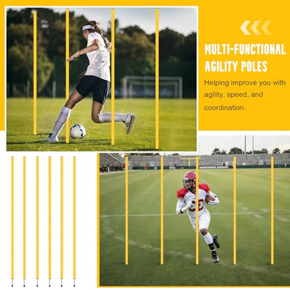 Agility Training Set: 3 Adjustable Speed Hurdles, 6 Agility Poles, 1 Agility Ladder, 12 Soccer Cones & Jump Rope, Multi-Function Soccer Training Equipment for Athletes, Amateurs, Youth