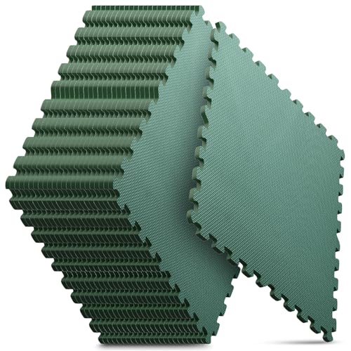 24 Pack Home Gym Mat, Puzzle Exercise Mat, EVA Interlocking Foam Floor Tiles for Home Workout Equipment and Kids' Play Areas - Blue, 24 in x 24 in x ½ in - (Green, 24 Pack(96 SQ FT))