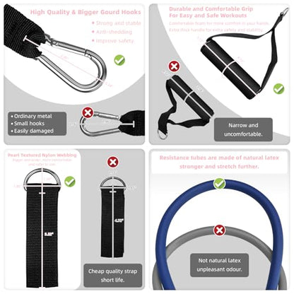 Resistance Bands for Working Out, Exercise Bands with Handles, Stretch Bands for Exercise, Workout Bands with Door Anchors for Physical Therapy & Strength Training