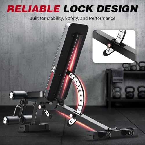 Adjustable Weight Bench, Commercial Grade 1200LB Workout Bench Press Set for Home Gym Strength Training Exercise, Incline Bench with 12+3 Adjustable Backrest&Seat Positions for Full Body Fitness - color: BLACK