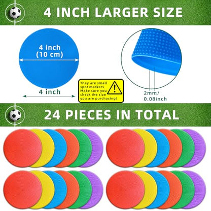 Poly Spot Markers 4 inch/9 inch Non-Slip Rubber Agility Training Markers Floor Dots Flat Field Cones for Football, Soccer, Basketball, School Exercise Drills, Dance Practice