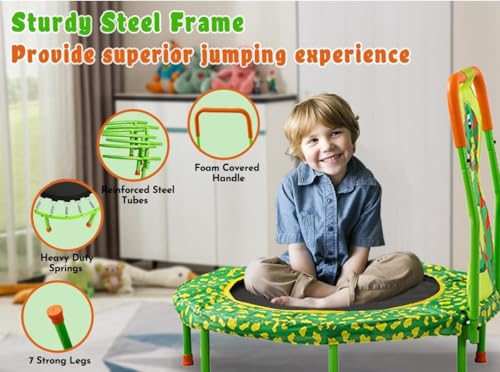 36 Inch Kids Trampoline Mini Trampoline with Handle, 36'' Indoor Outdoor Trampolines for Kids, Toddler Small Mini Baby Fitness Rebounder Recreational Trampolines, Birthday Gift Ideas - color: Green