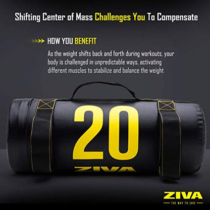 ZIVA Power Sandbag – Pre-Weighted Training Bag with Multiple Handles for Full-Body Strength & Conditioning – Heavy-Duty, No-Fill Needed (10–50 lb)