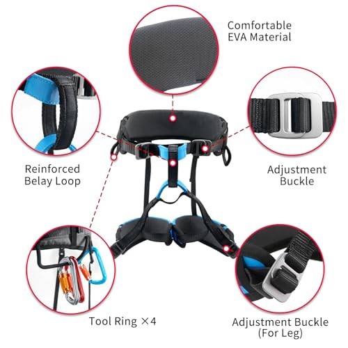 NewDoar Climbing Harness, Mountaineering Rock Climbing Harness, Men Women Tree Ice Climbing Half Body, Safety Belt Rappelling - size: Small