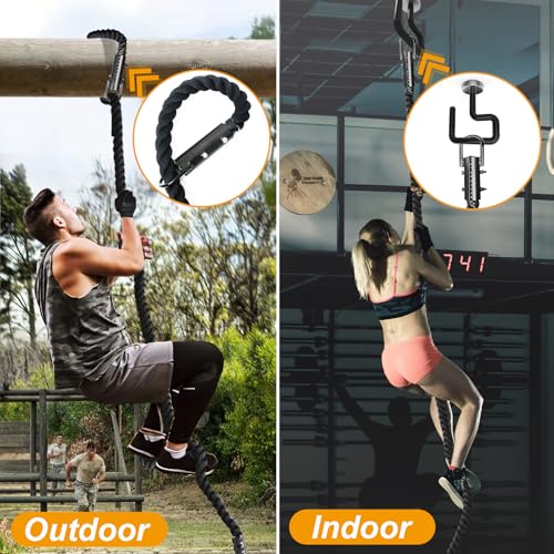 Climbing Rope Gym Workout - 1.5 Inch Dia 10FT 15FT 20FT 25FT 30FT 35FT 40FT 50FT Heavy Duty Work Out Rope Exercise Climbing Ropes for Adults Kids Fitness & Strength Training Outdoor & Indoor - Black - style: 1.5 Inch-15ft