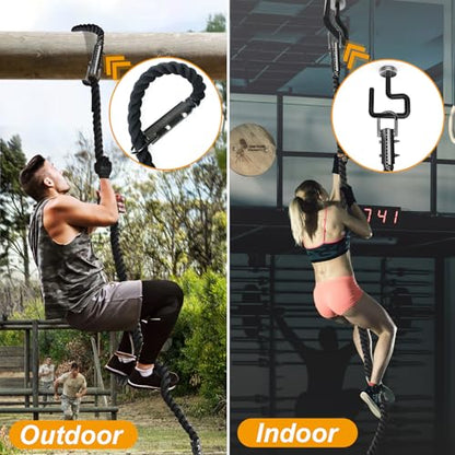 Climbing Rope Gym Workout - 1.5 Inch Dia 10FT 15FT 20FT 25FT 30FT 35FT 40FT 50FT Heavy Duty Work Out Rope Exercise Climbing Ropes for Adults Kids Fitness & Strength Training Outdoor & Indoor - Black - style: 1.5 Inch-15ft