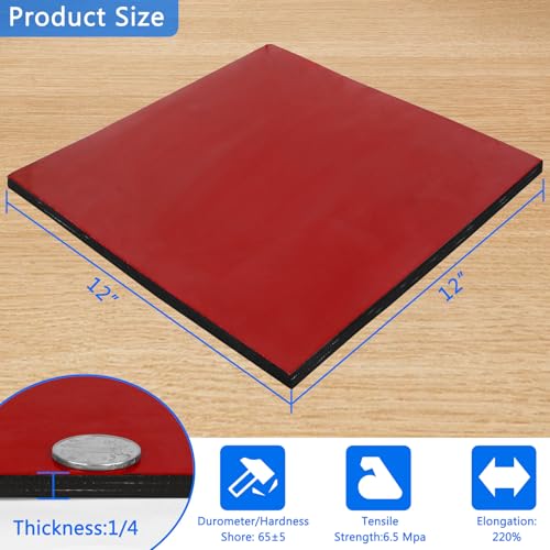 Adhesive Reinforced Neoprene Rubber Sheets, 1/4" Thick x 12" Wide x 12" Long 2-Layers Fabric Reinforced Stick Rubber Mat High Tensile Strength for DIY Gasket Material Hoses Pad - size: 12" W x 12" L, style: 1/4" Thick Stick