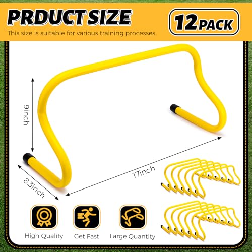 Wettarn 12 Pcs 9" Speed Training Agility Hurdles for Athletes Reliable Training Hurdle Plyometric All Purpose Practice Equipment for Soccer Basketball Football - color: Yellow