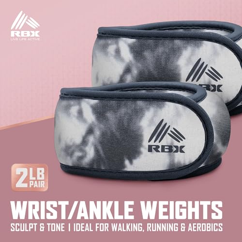 RBX Wrist & Ankle Weights Set (2LB Pair/1LB Each), Adjustable Comfort Fit for Training & Toning - color: Blue Camo
