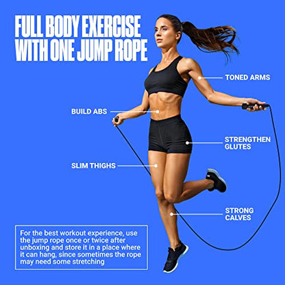 SPORTBIT Adjustable Jump Rope for Fitness and Exercise - color: Black