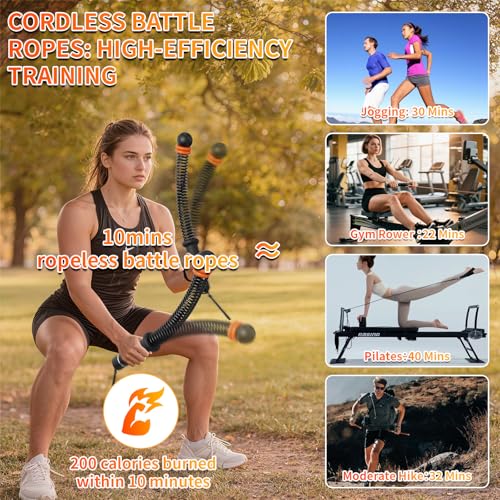 Ropeless Battle Ropes for Home Gym, Portable Cordless Weighted Battle Rope - size: Adjustable Black