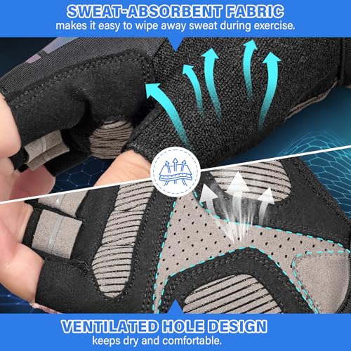Kids Cycling Gloves for Boys Girls Half Finger Breathable Non-Slip Bike Gloves with Padded for Balance Bike Mountain BMX Scooter Outdoor Sports