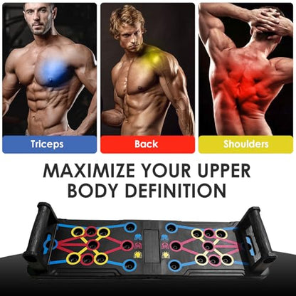 Push Up Board Fitness, Multi-Functional Pushup Training Board with Handles, Foldable Floor Chest Muscle Exercise Fitness Equipment Burn Fat Push Up Bar for Strength Training, Chest, Arms & Core