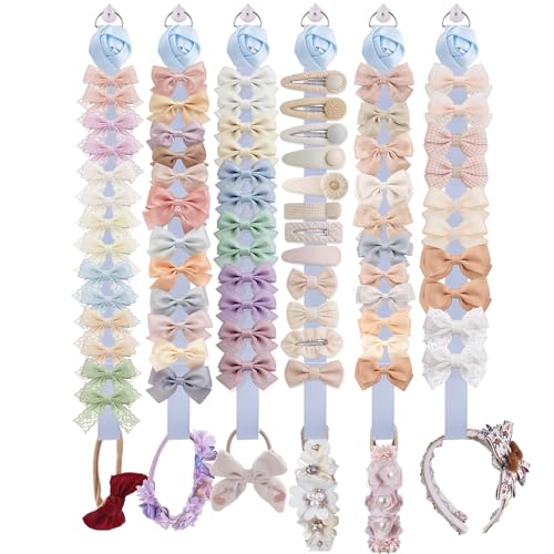 6PCS Bow Holder Hair Bow Organizer,Baby Decorative Hair Accessories Organizer,Hair Clips Storage Bow Holder for Girls Hair Bows,Room Nursery Wall Hanging Decors (mgh-6pcs-lan) - color: mgh-6pcs-lan