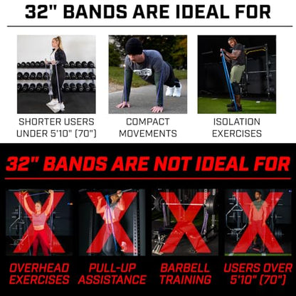32" Resistance Training Bands (Portable Exercise Band System Training Bands- Great for Individuals Under 5'10")
