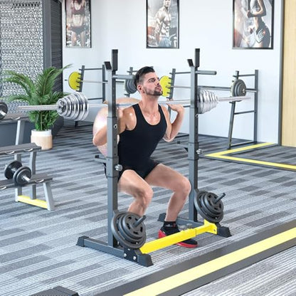 Arlopu Squat Rack Stand, Bench Press Rack, Barbell Rack, Adjustable Dumbbell Rack, Multi-Function Weight Lifting Home Gym, Fitness Exercise Equipment with Storages, Strength Training, for Beginners and Professional Use, 570lbs