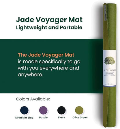 JadeYoga Voyager Yoga Mat - Lightweight & Portable Rubber Yoga Mat - Non-Slip Exercise Mat for Women & Men - Great for Yoga, Home Workout, Gym Fitness, Pilates, Stretching, and More