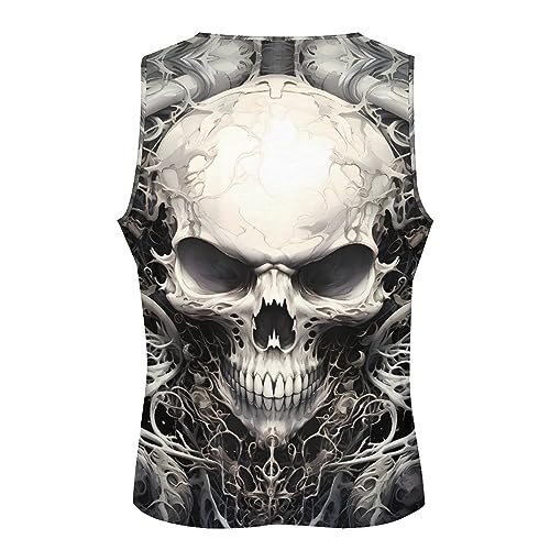 BIVENANT Skull Shirts for Men Novelty Mens Skull Tank Top Big and Tall Tank Tops Graphic Tees Shirt - color: Aite0g0600, size: Small