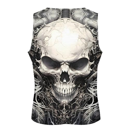 BIVENANT Skull Shirts for Men Novelty Mens Skull Tank Top Big and Tall Tank Tops Graphic Tees Shirt - color: Aite0g0600, size: Small