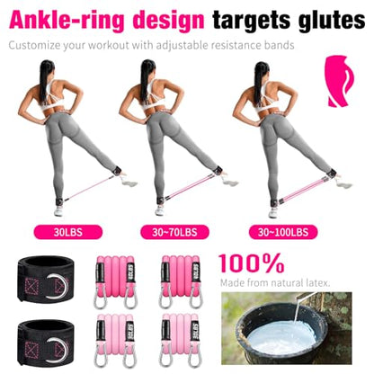 Pilates Bar Kit with Resistance Bands,Pilates Bar with Stackable Bands Workout Equipment for Legs,Hip,Waist and Arm,Exercise Fitness Equipment for Women & Men Home Gym Yoga Pilates