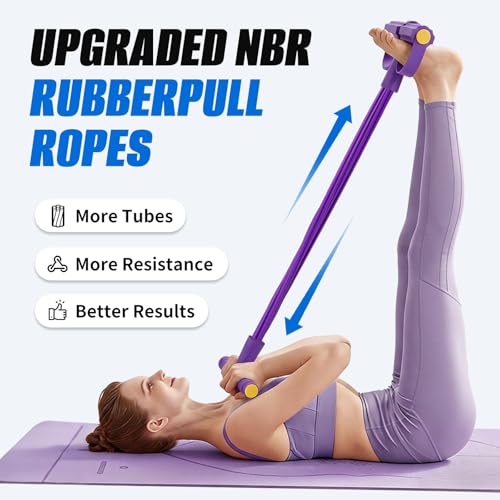 Pedal Resistance Band with Handles,6/8/10 Tube Stretch Band, Fitness Shaping Yoga Exercise Equipment, Natural Rubber Tension Rope, for Abdominal, Leg, Arm, Back Slimming Training