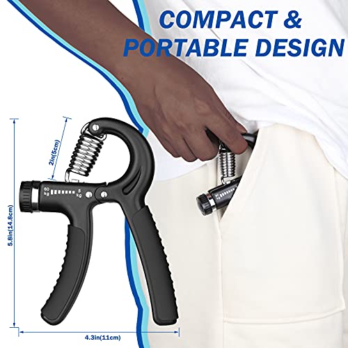 AIXPI Grip Strength Trainer, Hand Grip Exerciser Strengthener with Adjustable Resistance 11-132 Lbs (5-60kg), Forearm Strengthener, Hand Exerciser for Muscle Building and Injury Recover 2 Pack