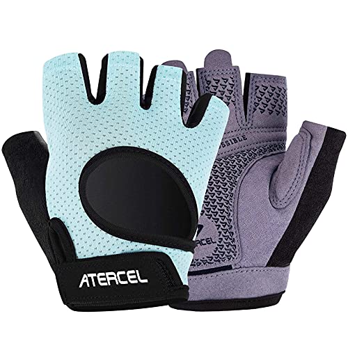 ATERCEL Weight Lifting Gloves Full Palm Protection, Workout Gloves for Gym, Cycling, Exercise, Breathable, Super Lightweight for Mens and Women - color: Aqua, size: Small