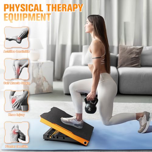 Steel Slant Board Calf Stretcher, 600 Lbs Weight Capacity 5-Level Adjustable Incline Board Squat Wedge Achilles Ankle Stretcher Non-Slip Surface for Squat, Fitness, Physical Therapy
