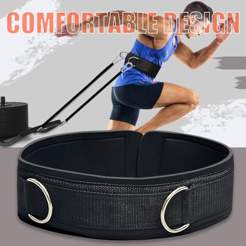Waist Resistance Belt Neoprene Padded Belt with Rings Gym Pulley Strap for Cable Machines Fitness Exercise Resistance Training