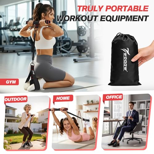 WOQQW Multifunction Pedal Resistance Band with Handle, Upgraded 3 Tube Adjustable Foot Resistance Bands for Core, Arm, Legs, Body Puller Trainer - Sit Up Exercise Equipment for Women Men