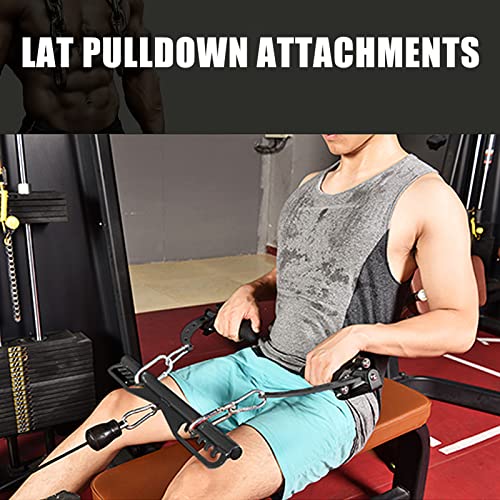 LAT Pulldown Attachments for Cable Pulley System Machine, T-bar Row Landmine Attachment, Home Gym Fitness Spreader Bar, Multi-Grip Wide LAT Pull Down, Neutral Grip Handle