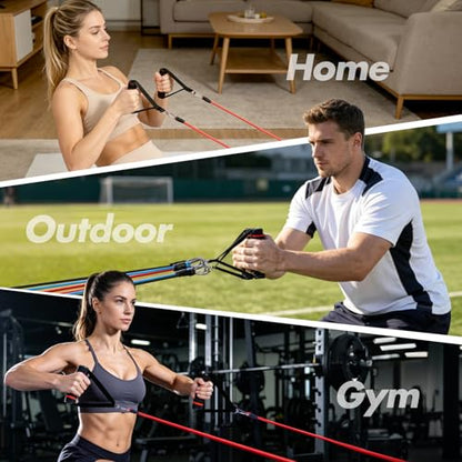 Resistance Bands Set, Himaly Exercise Bands Strength Training Fitness Bands Workout Elastic Bands with Legs Ankle Straps, Door Anchor, Handles & Carry Bag for Home Outdoor Workouts