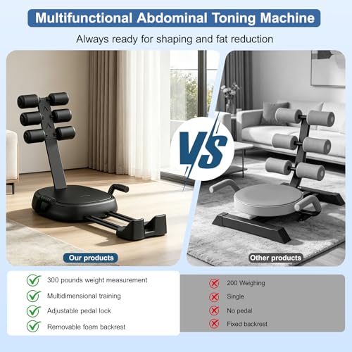 Ab Machine with Auto Rebound, Ab Workout Equipment with 3 Adjustable Resistance, Flodable Sit Up Exercise Foam Roller & Handle, Ab Crunch Machine with 330 Lbs Weight Capacity, for Home, Office, Core Strength, Stomach Workout (Black)