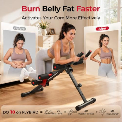 FLYBIRD AW1 Ab Workout Machine, Ab Crunch Machine Ab Workout Equipment Foldable for Home Gym, Bottom-Up Abdominal Trainer for Core Waist Workout and Body Shaping with Adjustable Heights and Angles, Red