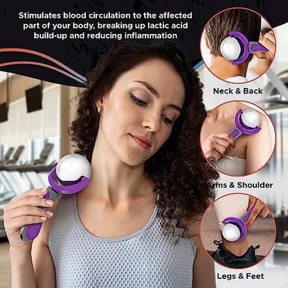 Cold Massage Roller Ball | Cold Therapy | Ice Roller Ball with Handle | cryo Stick | Relieve Muscle Pain (Purple) - color: Purple