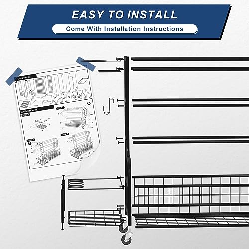 Dumbbell Rack with Weights, Yoga Mat Storage Racks, Home Gym Storage Rack for Yoga Mat Kettlebells and Strength Training Equipment, Weight Storage Holder Rack for Dumbbells with Hooks and
