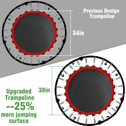 RAVS 40"/48" Foldable Mini Trampoline with Adjustable Handle for Adults - color: Green, size: 40 inch