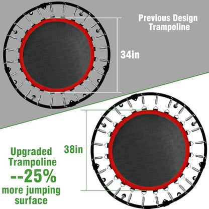 RAVS 40"/48" Foldable Mini Trampoline with Adjustable Handle for Adults - color: Green, size: 40 inch