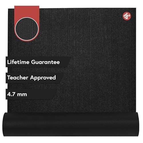 Manduka PROlite Yoga Mat 4.7mm | Lifetime Durability | Hygienic Construction | Teacher Approved - color: Black, size: 79" x 24"