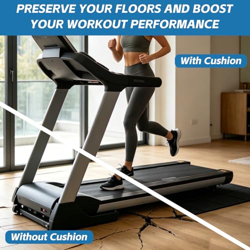 Walking Pad Mat 55"x23.6" Foldable Treadmill Mat for Carpet and Hardwood Floors Protection Shock Absorbing Treadmill Pad for Under Bikes Elliptical Machines and Exercise Equipment