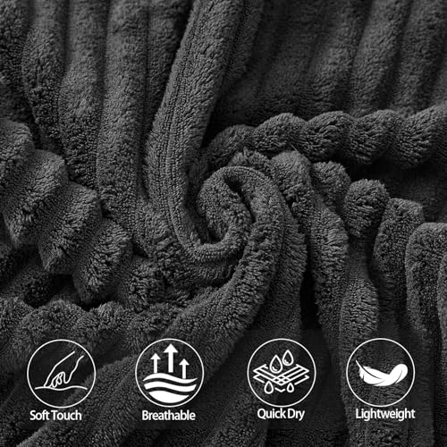 6 Pack Soft Microfiber Hand Towels for Bathroom, 16"x30", Black - color: Black