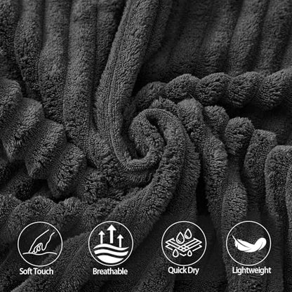 6 Pack Soft Microfiber Hand Towels for Bathroom, 16"x30", Black - color: Black